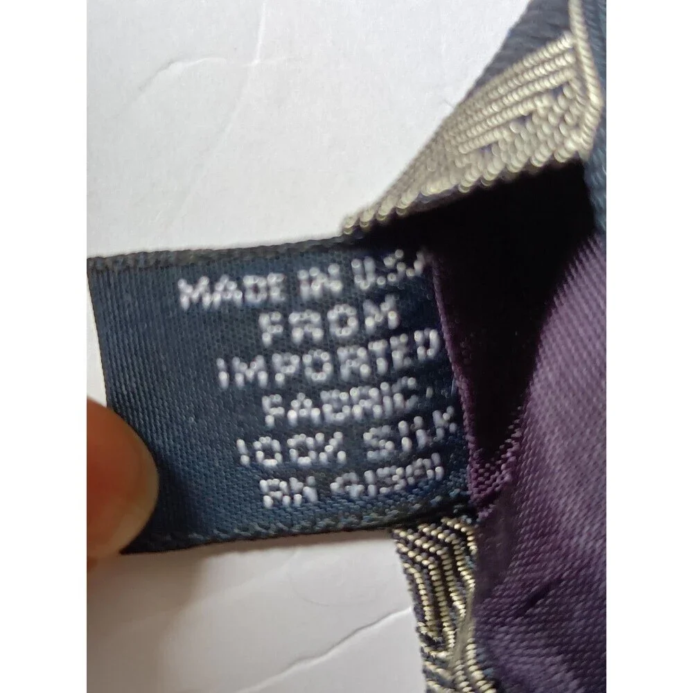 Vintage Polo Ralph Lauren Tie Black Gray Abstract Handmade 100% Silk